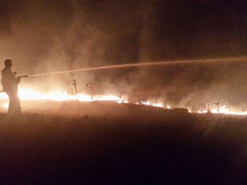 Kahta’da Gece buğday tarlasında çıkan yangın köyde panik yarattı
