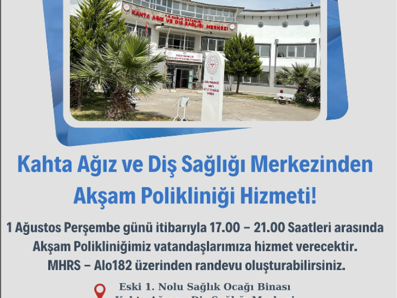 Bu günden itibaren Akşam’da diş Polikliniği Hizmeti verilecek
