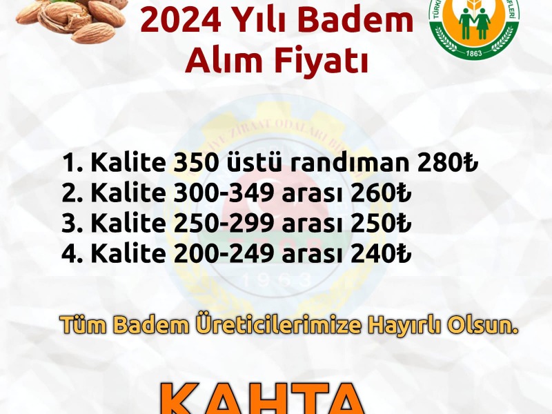 Kahta Ziraat Odası Başkanı'ndan Badem Fiyatları İçin Teşekkür